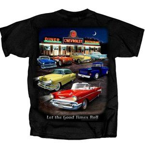 Vintage Chevy Chevrolet Night Time Diner Short Sleeve T-Shirt - NEW Fast Ship